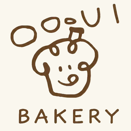 A minimalist brown line-art logo featuring a cute cupcake illustration with a smiling face and the word 'BAKERY' underneath, centered on a plain white background.